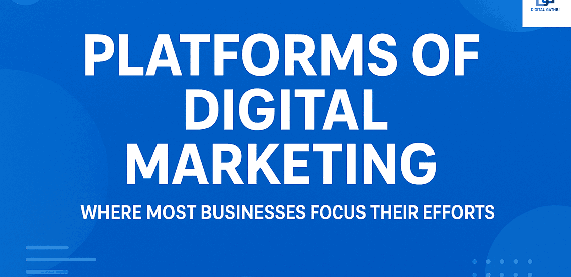 Platforms of Digital Marketing banner showing Google and Social Media channels for businesses